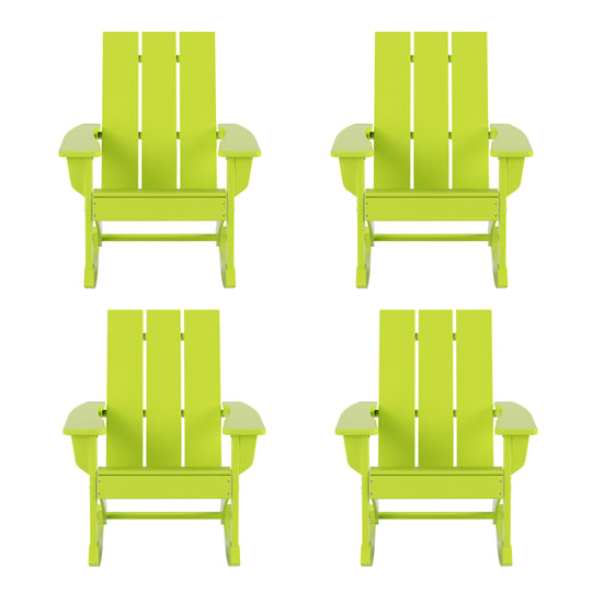 Ashore Outdoor Patio Modern Adirondack Rocking Chair (Set of 4)