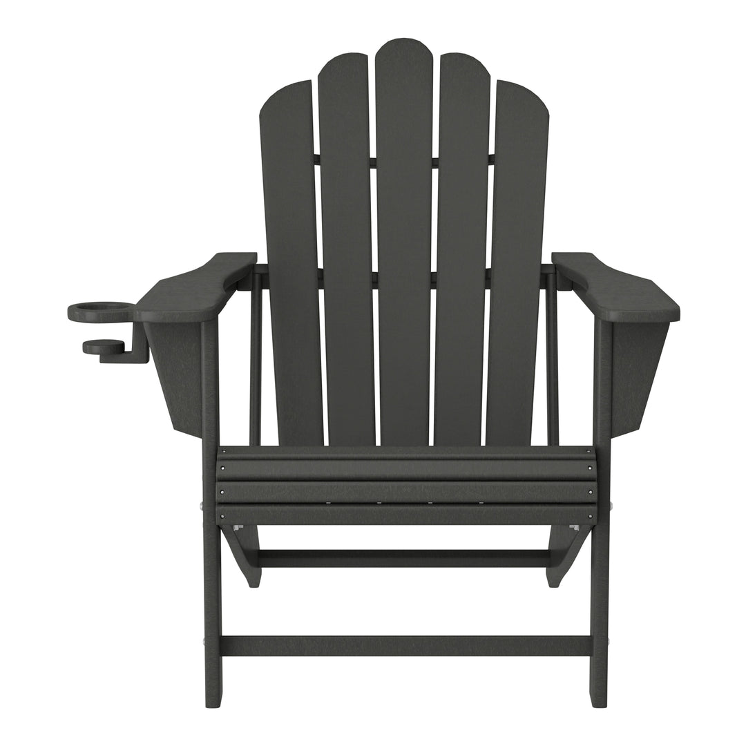 Highland Outdoor Patio HDPE Adirondack Chairs With Cup Holders (Set of 2)