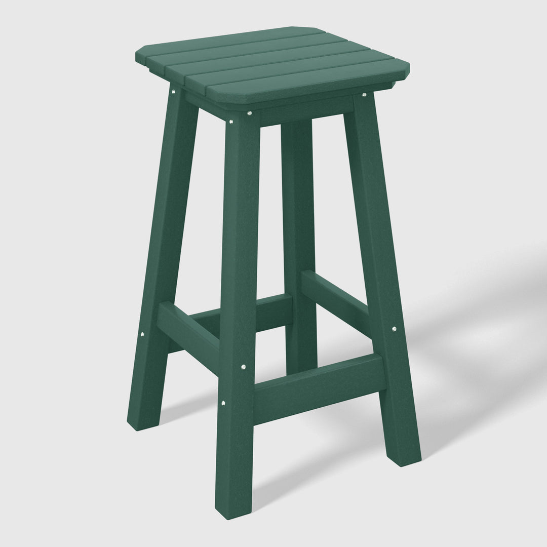 Malibu 24" HDPE Outdoor Patio Counter High Backless Square Bar Stool
