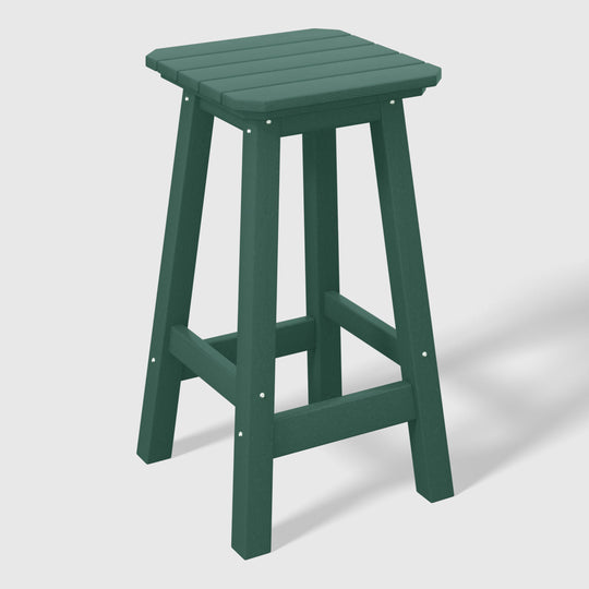 Malibu 24" HDPE Outdoor Patio Counter High Backless Square Bar Stool