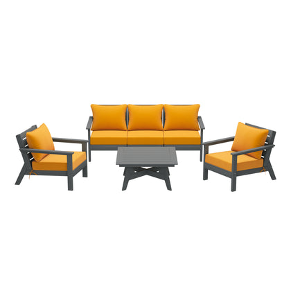 Avalon Outdoor 6-Piece Modular Sectional Patio Furniture Sofa Set in Gray Frame