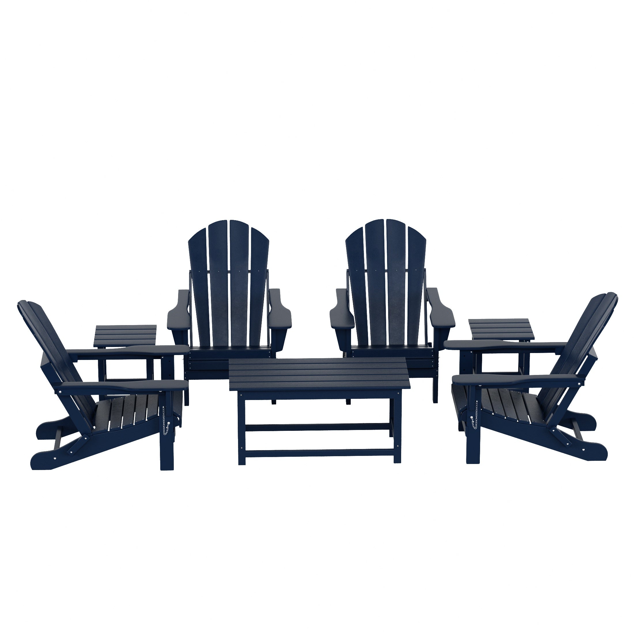 Malibu 7-Piece set Outdoor / Patio Adirondack chairs with a Coffee and t side tables ( 4 seater )