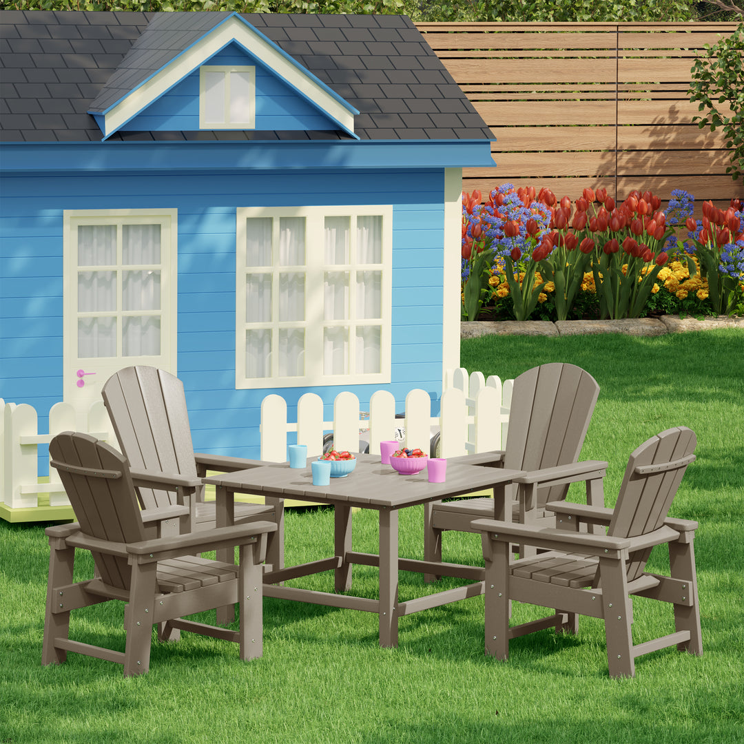 Malibu Kids 5-Piece HDPE Outdoor Square Patio Dining Table and Chairs Set