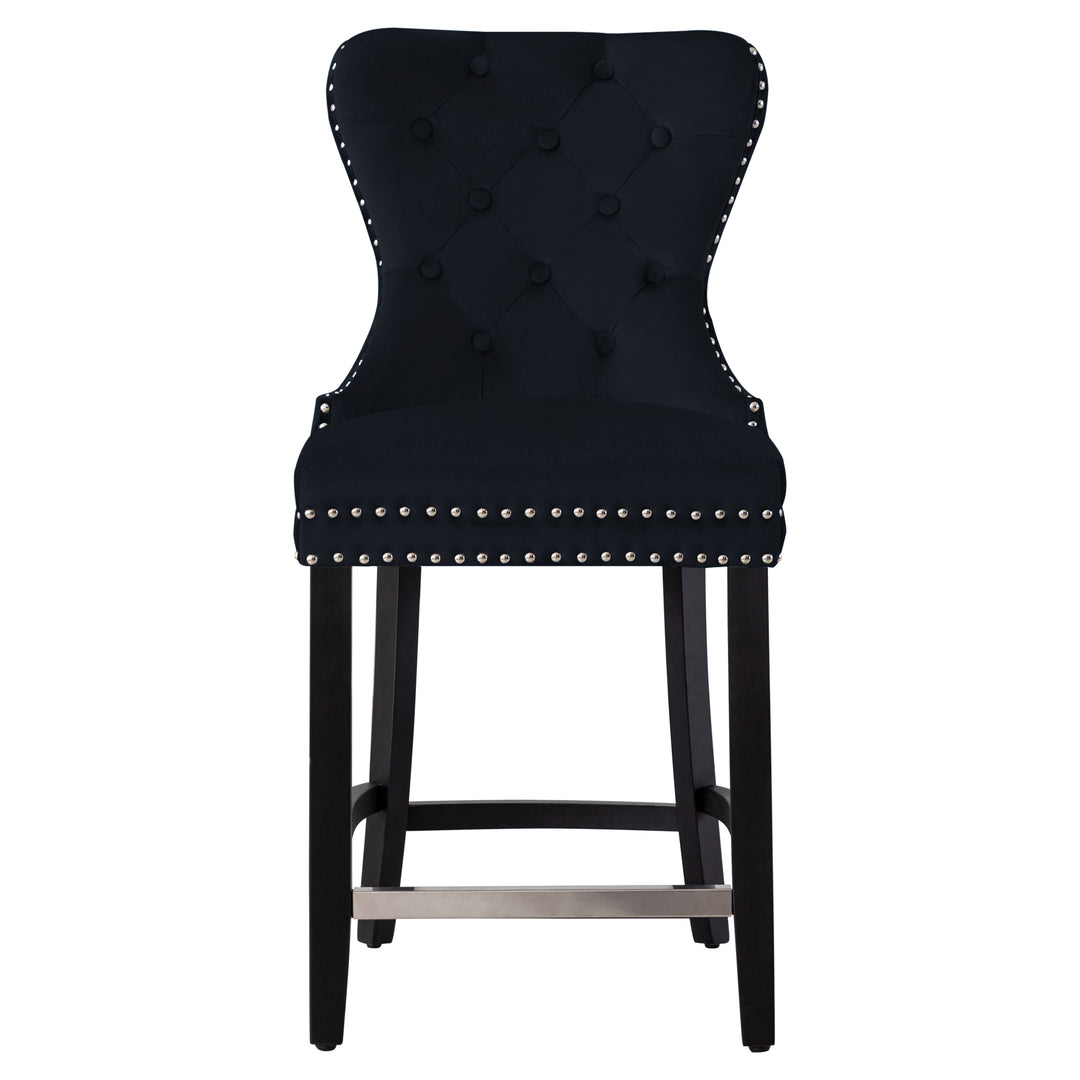 Wordford 24" Tufted Velvet Counter Stool, Black