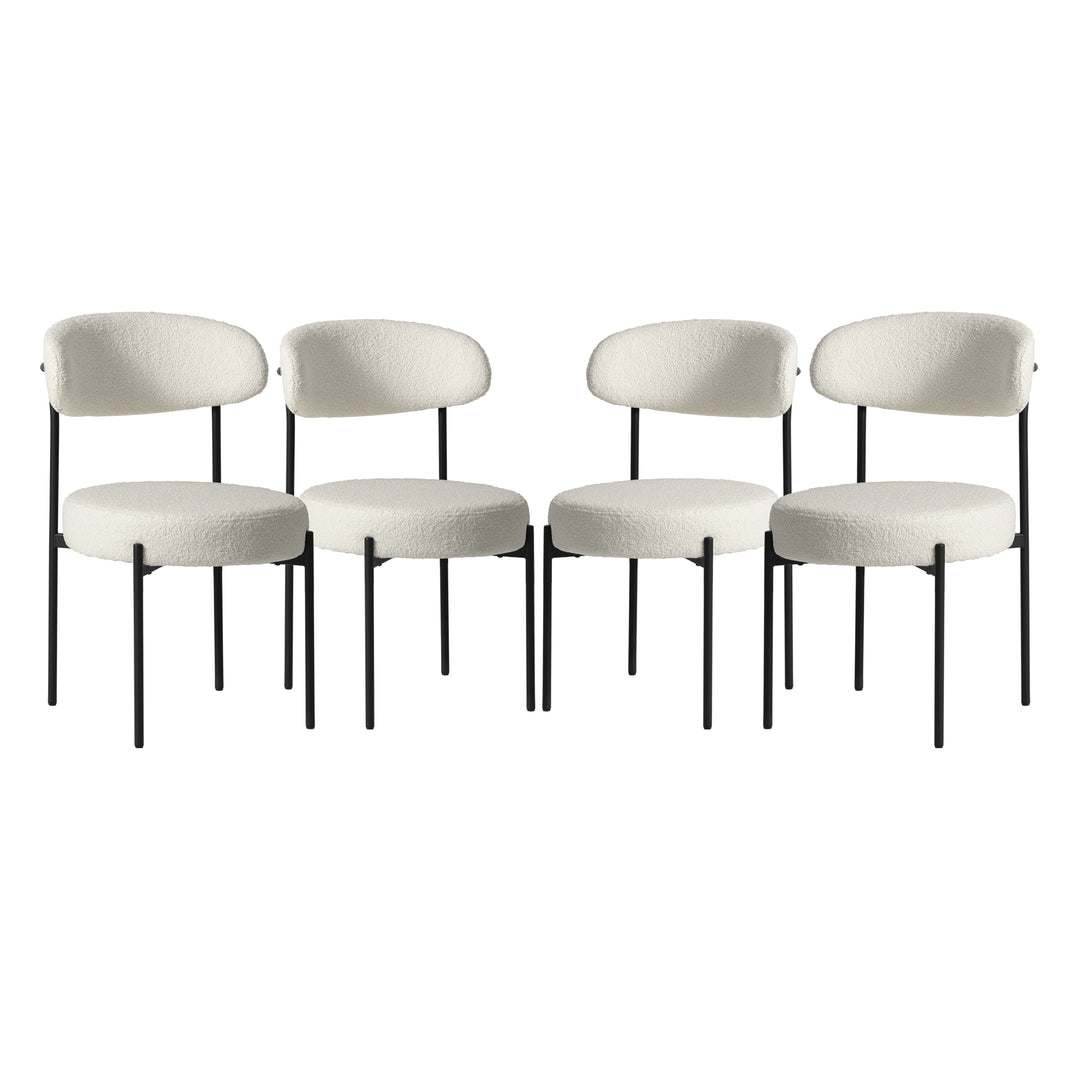 Alexandria Mid-Century Modern Upholstered Sherpa Round Dining Chairs (Set of 4)