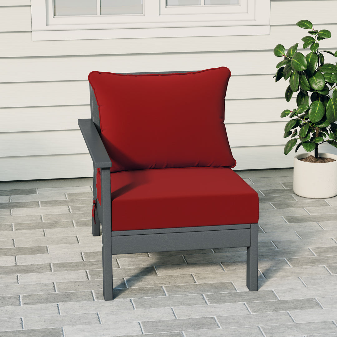 Avalon Outdoor Patio HDPE Left Arm Sectional Corner Club Chair with Patio Cushions