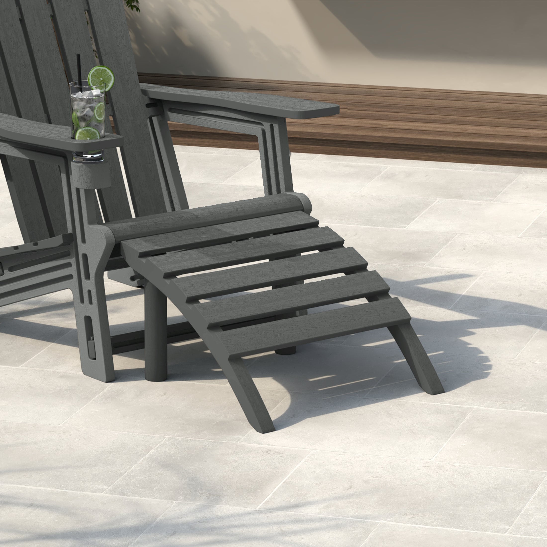 Azura Outdoor Patio HDPE Adirondack Ottoman Footrest