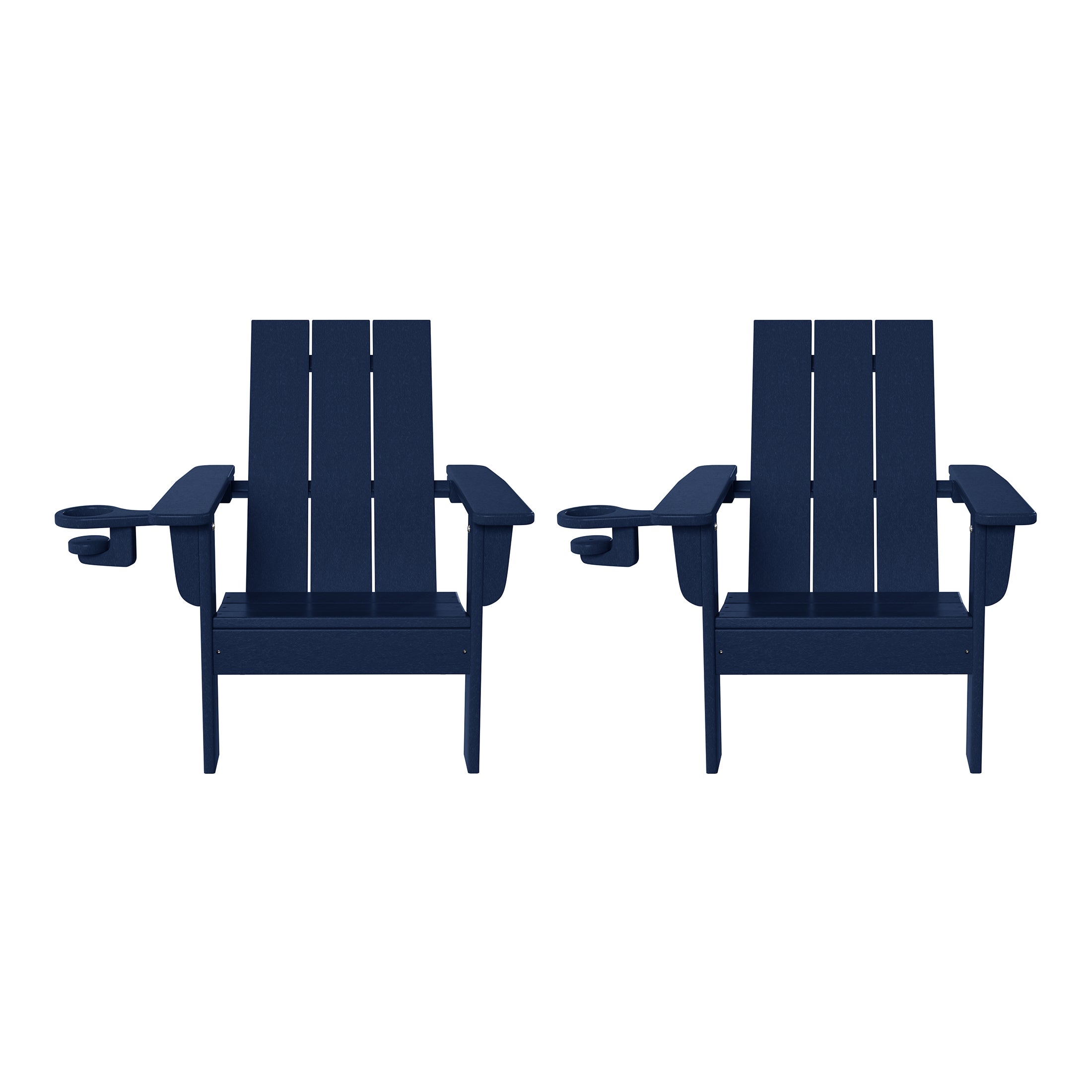 Ashore Kids Outdoor HDPE Plastic Modern Adirondack Patio Chairs with Cup Holders (Set of 2)