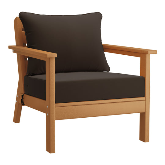 Avalon Outdoor Modern HDPE Patio Club Chairs with Deep Seat Cushions (Set of 2)