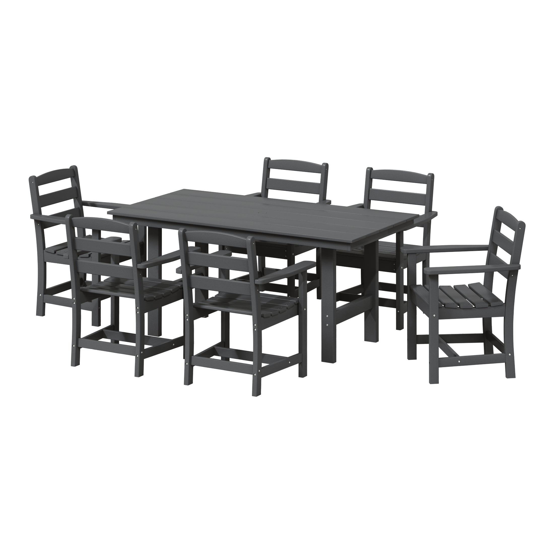 Ashore 7-Piece HDPE Outdoor Rectangular Patio Dining Table Set