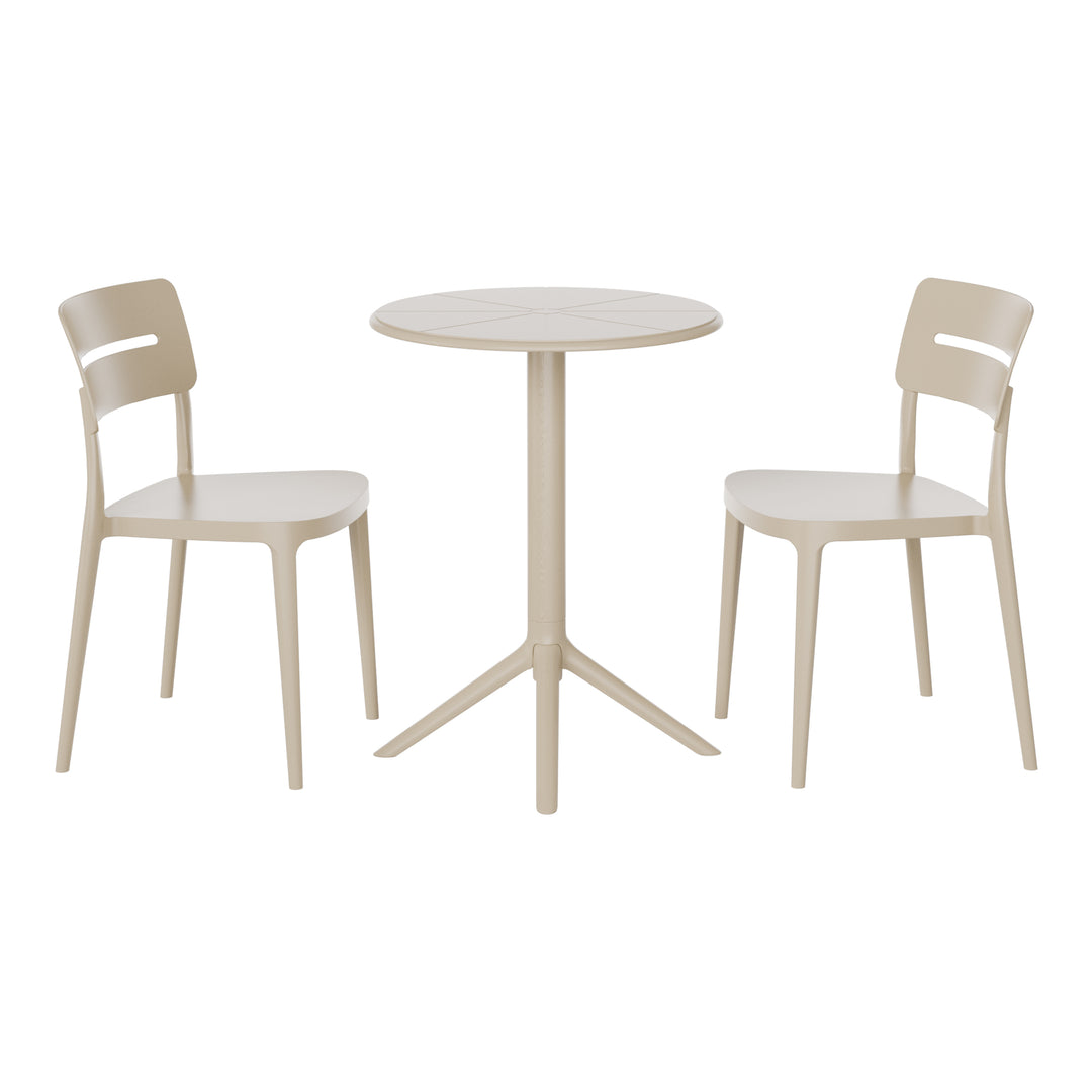 Playa 3-Piece Outdoor Resin Patio Bistro Set with Stackable Patio Dining Chairs