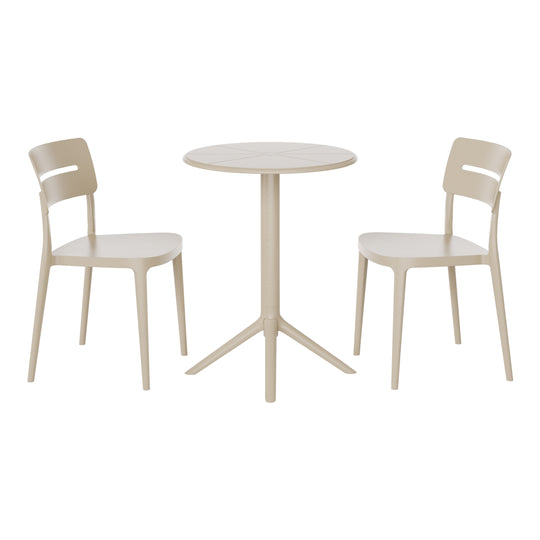 Playa 3-Piece Outdoor Resin Patio Bistro Set with Stackable Patio Dining Chairs