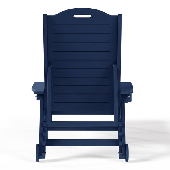 Aruba Outdoor HDPE Patio Chaise Lounge With Wheels & Cup Holder