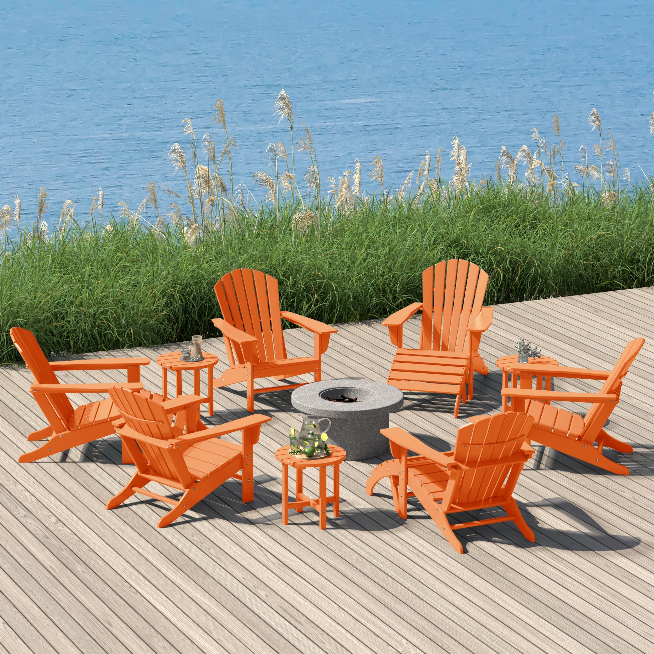 Dylan 12 Piece Outdoor Adirondack Chair With Ottoman And Side Table