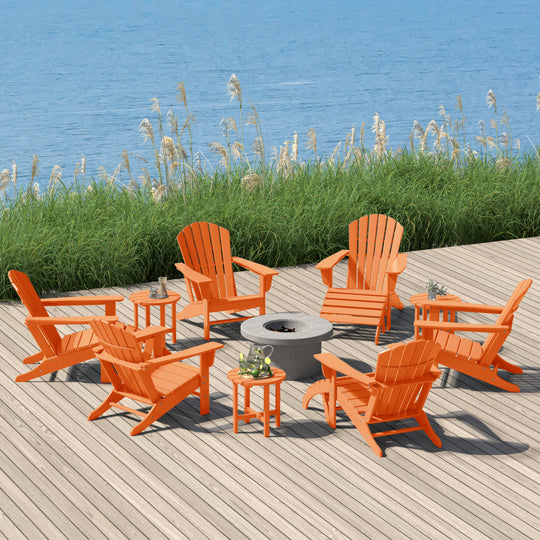 Dylan 12 Piece Outdoor Adirondack Chair With Ottoman And Side Table