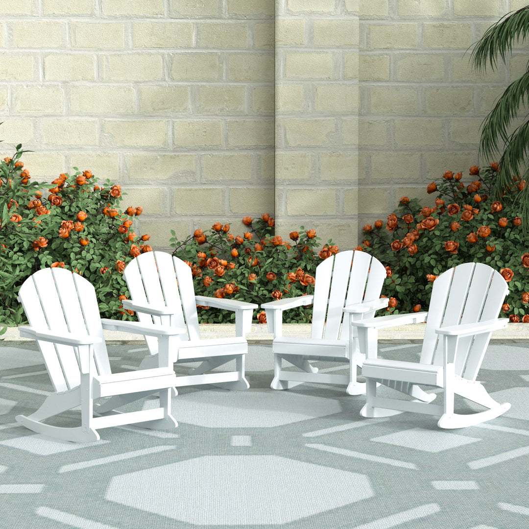 Malibu Outdoor Patio Porch Rocking Adirondack Chair (Set of 4)