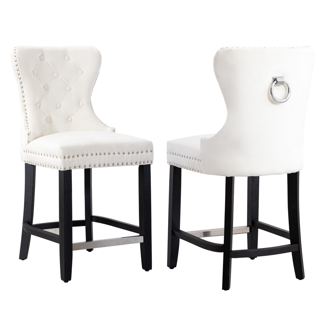 Wordford 24" Tufted Velvet Counter Stool (Set of 2), Black