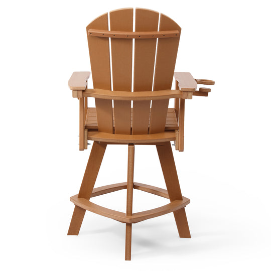 Malibu Outdoor HDPE Swivel Adirondack Bar Height Chair With Cup Holder