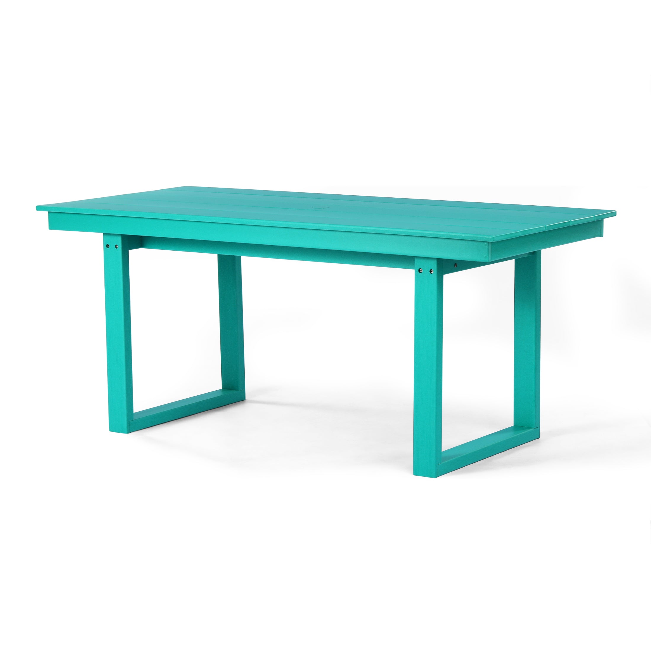 Paloma 68" Outdoor HDPE Modern Rectangular Patio Dining Table With Umbrella Hole
