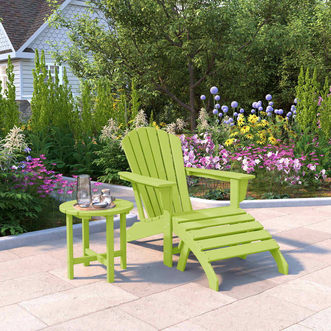 Dylan Outdoor Adirondack Chair With Ottoman And Side Table 3-Piece Set
