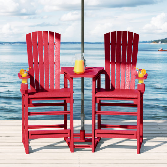 Azura Outdoor Tall Adirondack Chairs With Connecting Table Tray (Set of 2)