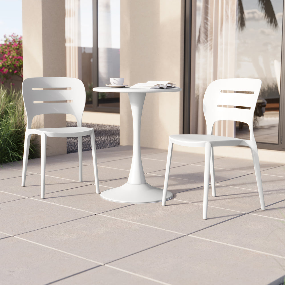 Playa Outdoor Modern Stackable Plastic Patio Dining Side Chairs (Set of 2)