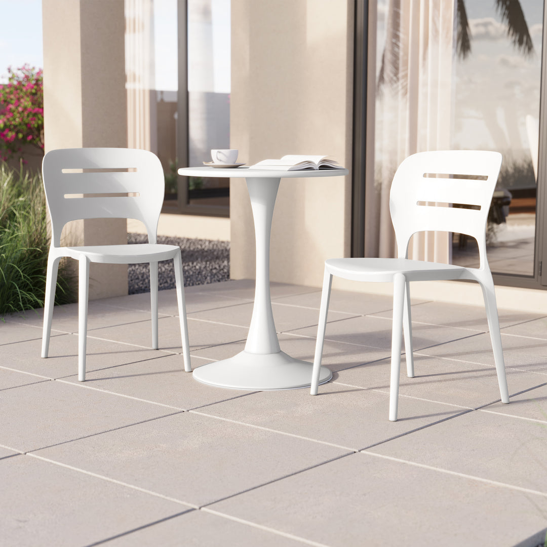 Playa Outdoor Modern Stackable Plastic Patio Dining Side Chairs (Set of 2)
