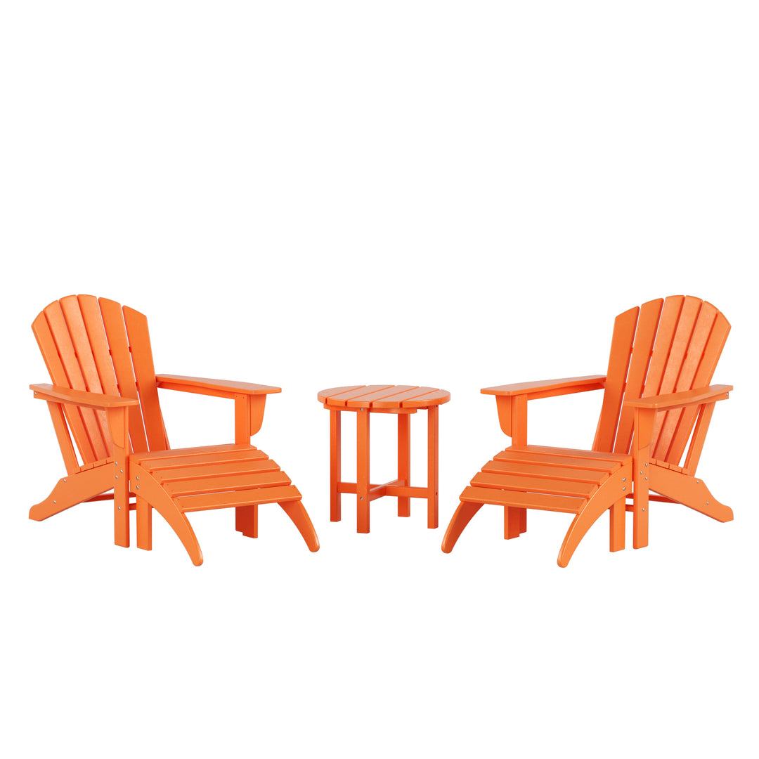 Dylan Outdoor Adirondack Chair With Ottoman And Side Table 5-Piece Set