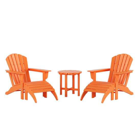 Dylan Outdoor Adirondack Chair With Ottoman And Side Table 5-Piece Set