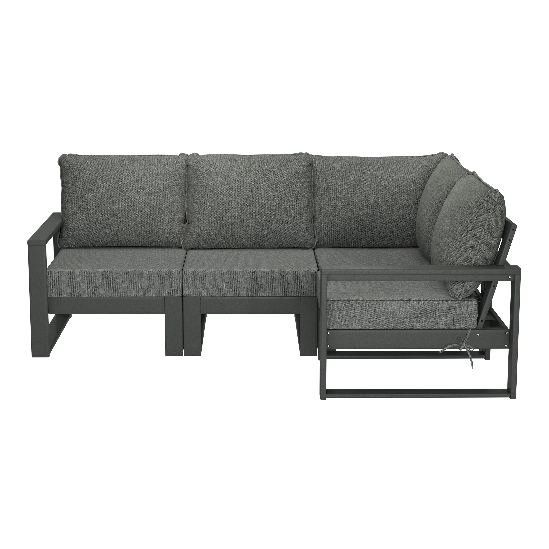 Montara Outdoor 4-Piece HDPE L-Shaped Modular Patio Sofa Furniture Set