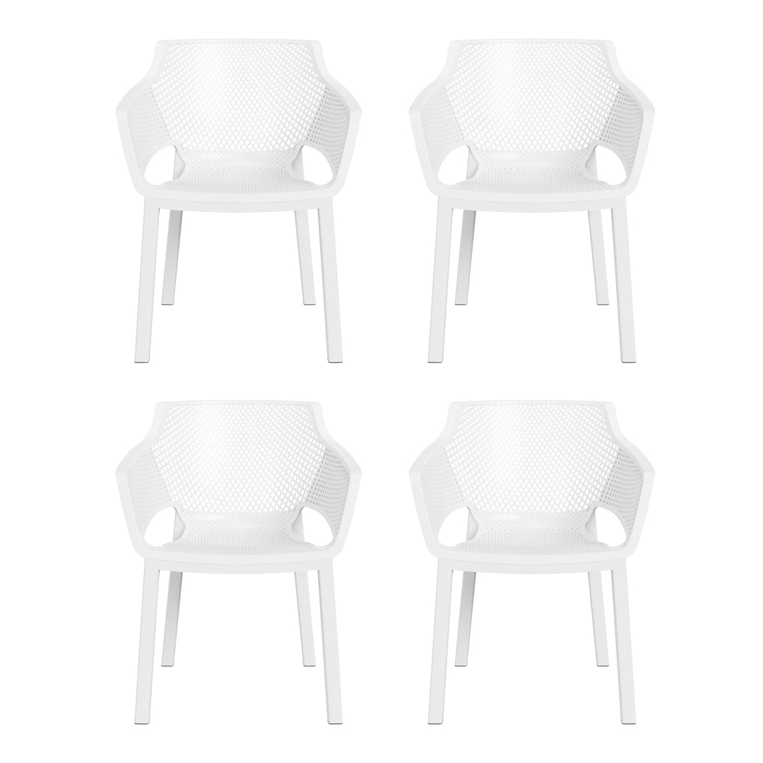Playa Outdoor Modern Stackable Plastic Resin Patio Dining Armchair (Set of 4)
