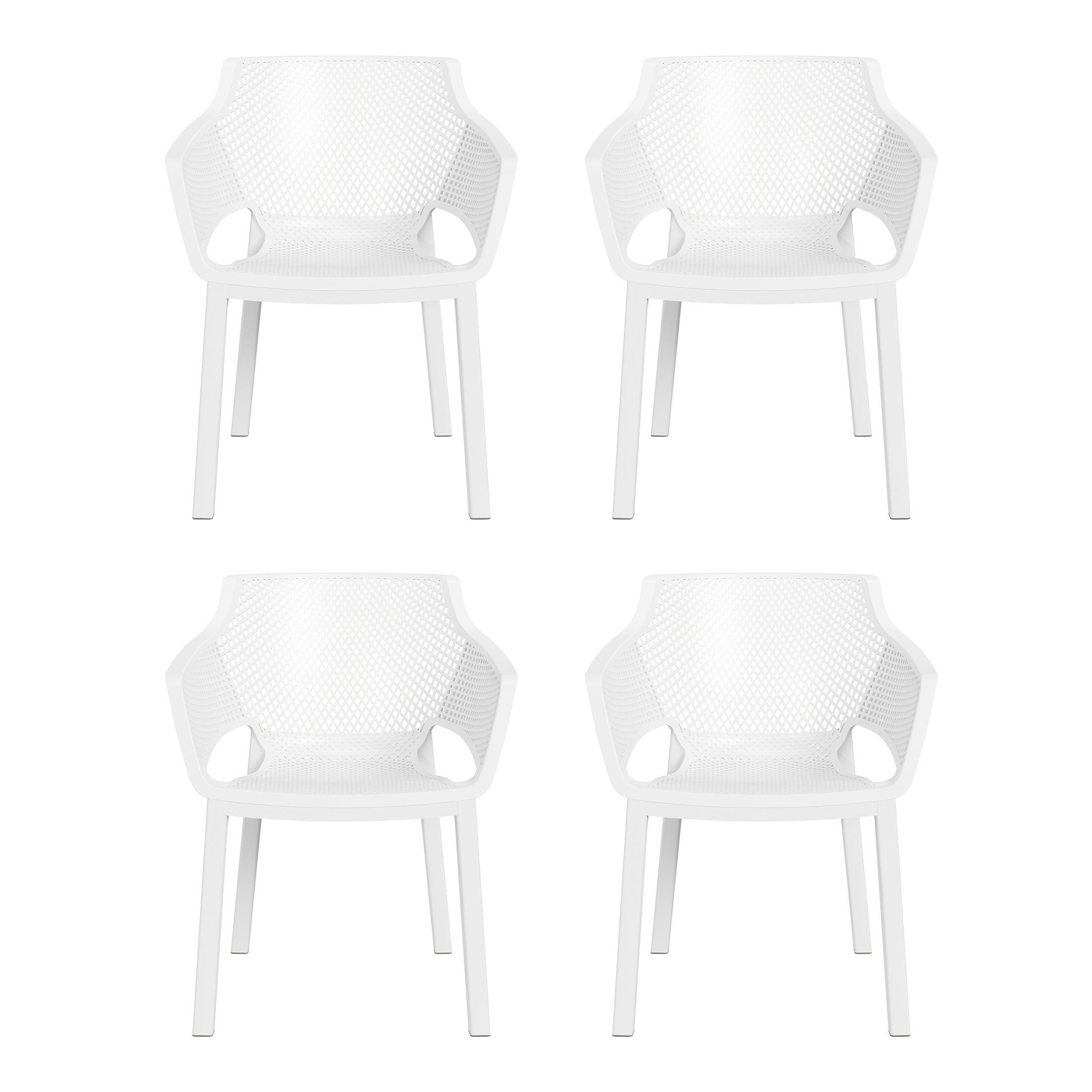 Playa Outdoor Modern Stackable Plastic Resin Patio Dining Armchair (Set of 4)