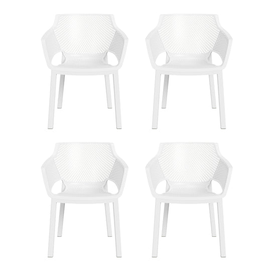 Playa Outdoor Modern Stackable Plastic Resin Patio Dining Armchair (Set of 4)