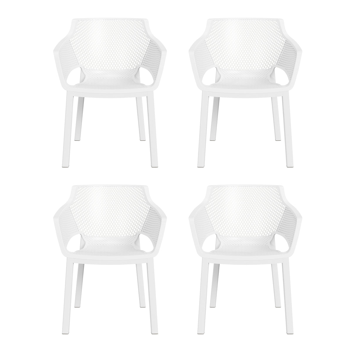 Playa Outdoor Modern Stackable Plastic Resin Patio Dining Armchair (Set of 4)