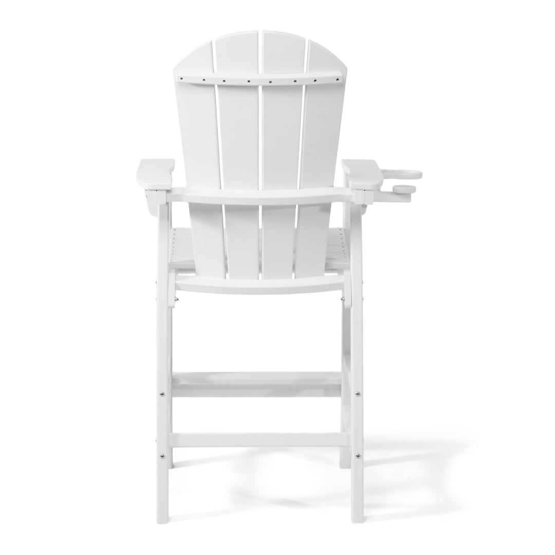 Malibu Outdoor HDPE Tall Adirondack Bar Height Chair With Cup Holder