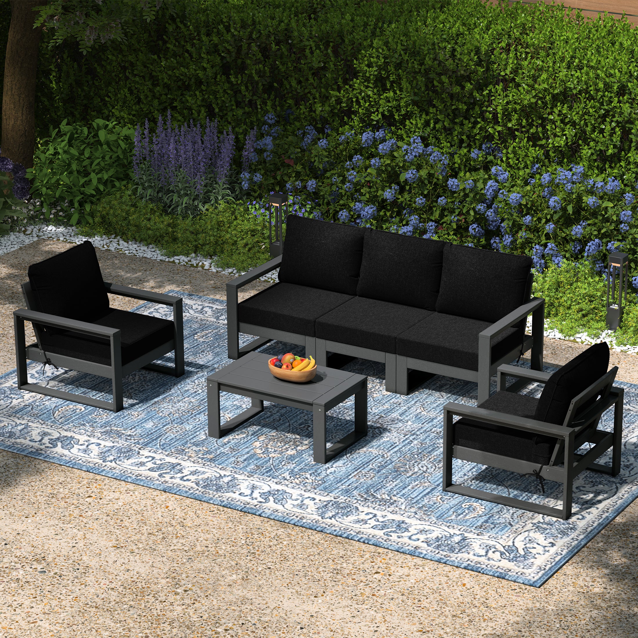 Montara 6-Piece Modern HDPE Outdoor Patio Furniture Sofa Conversation Set with Coffee Table