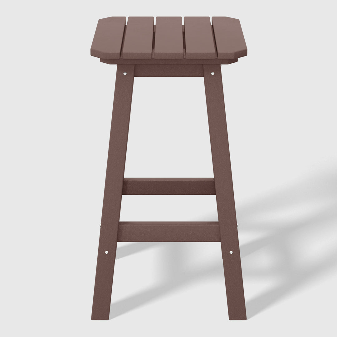 Malibu 24" HDPE Outdoor Patio Counter High Backless Square Bar Stool