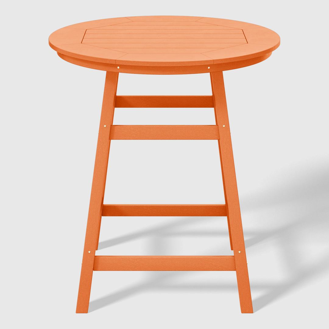 Malibu 5-Piece HDPE Outdoor Patio Dining Bar Bistro Table Set with Counter High Round Bar Stools