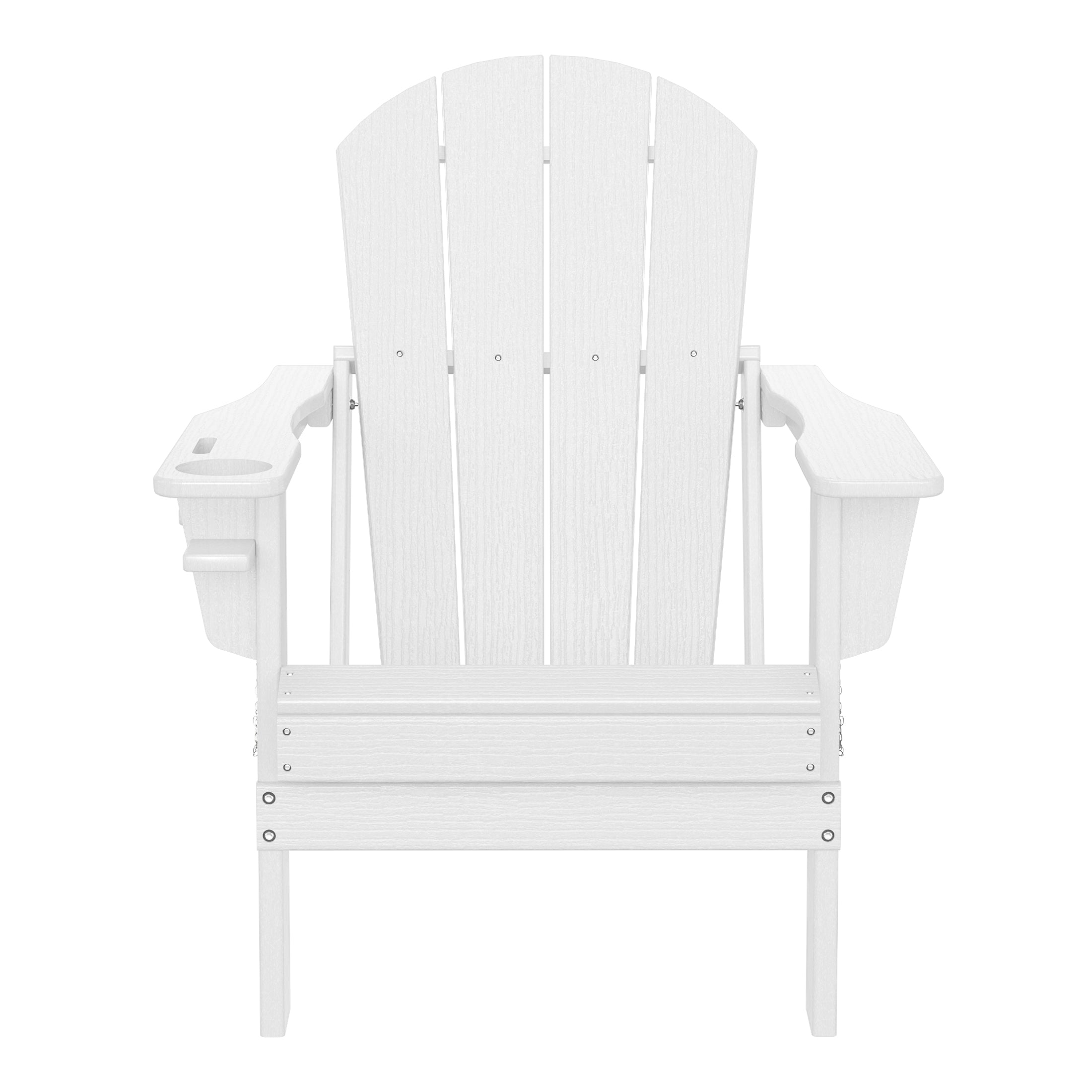 Nantucket Outdoor Patio HDPE Resin Adirondack Chair With Cup Holder and Phone Holder
