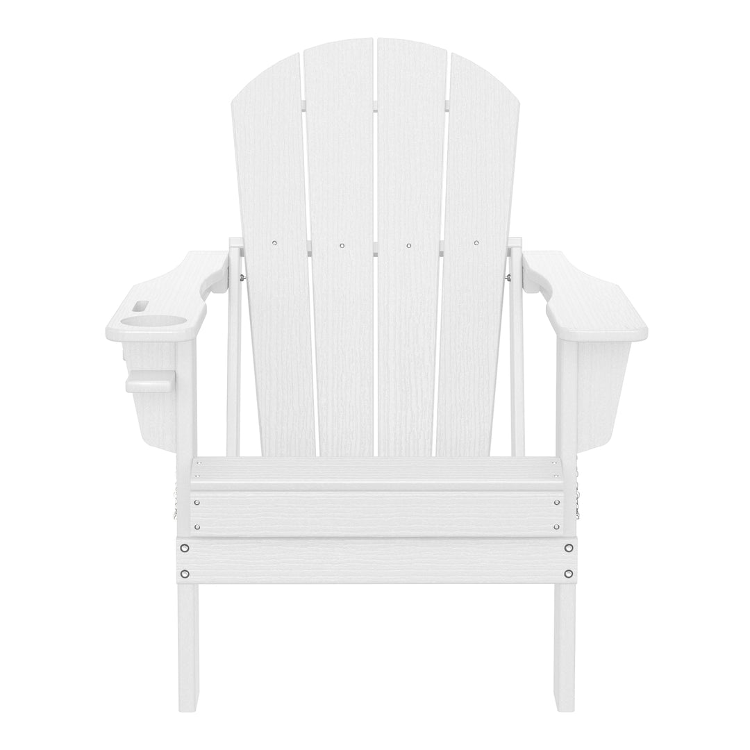 Nantucket Outdoor Patio HDPE Resin Folding Adirondack Chairs With Cup Holder and Phone Holder (Set of Four)