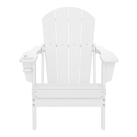 Nantucket Outdoor Patio HDPE Resin Folding Adirondack Chairs With Cup Holder and Phone Holder (Set of Four)