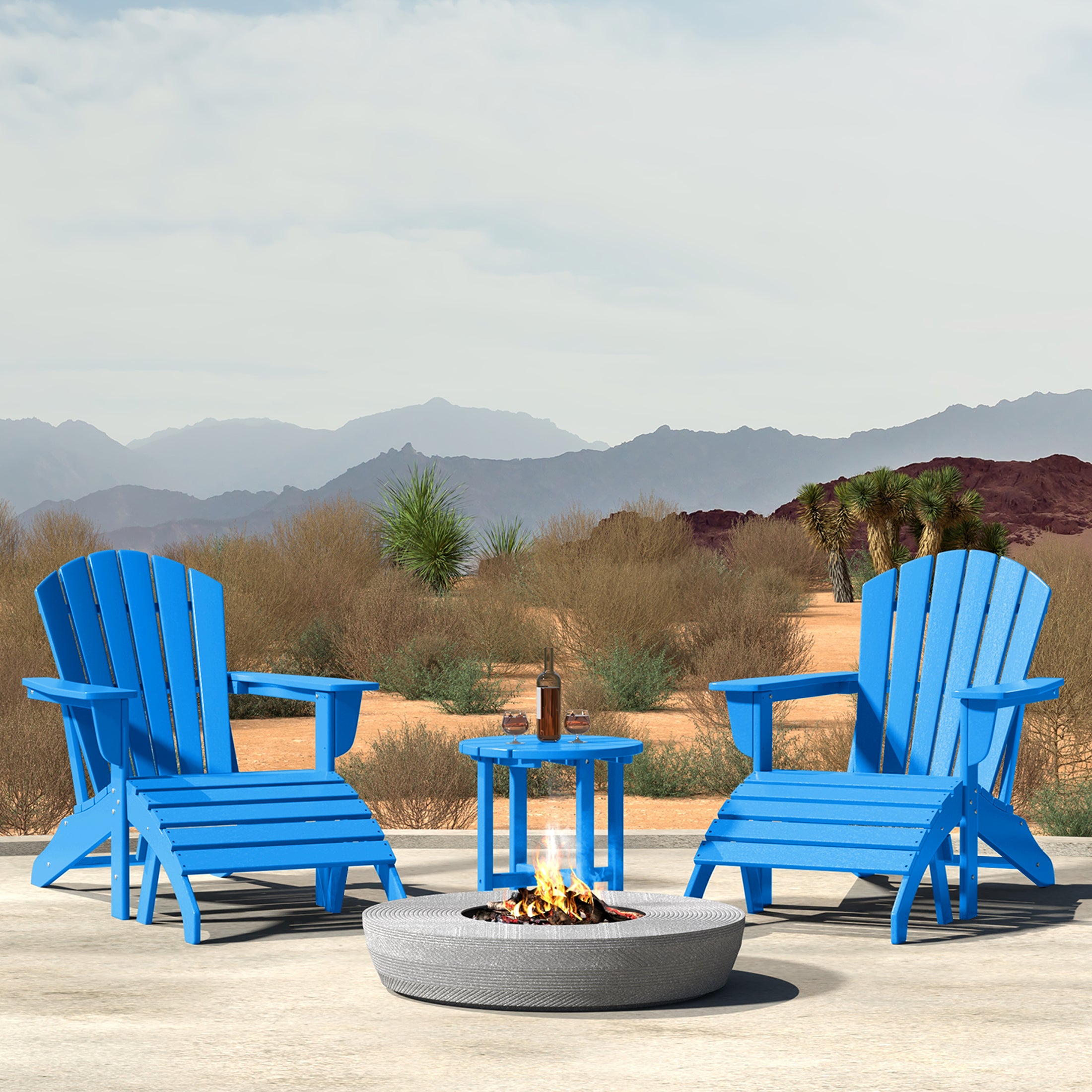 Dylan Outdoor Adirondack Chair With Ottoman And Side Table 5-Piece Set