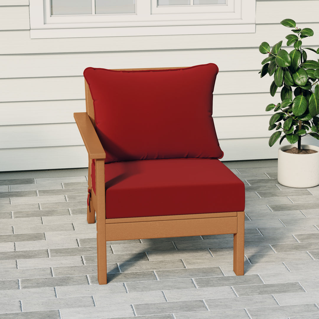 Avalon Outdoor Patio HDPE Left Arm Sectional Corner Club Chair with Patio Cushions