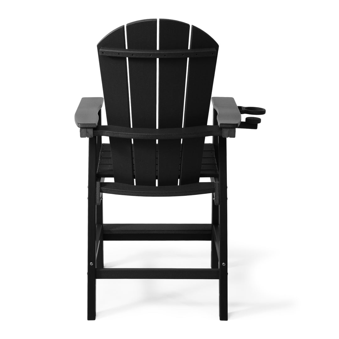 Malibu Outdoor HDPE  Tall Adirondack Counter Height Bar Chair With Cup Holder