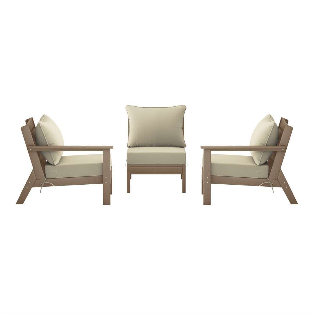 Avalon Outdoor Patio HDPE Sectional Sofa with Patio Cushions