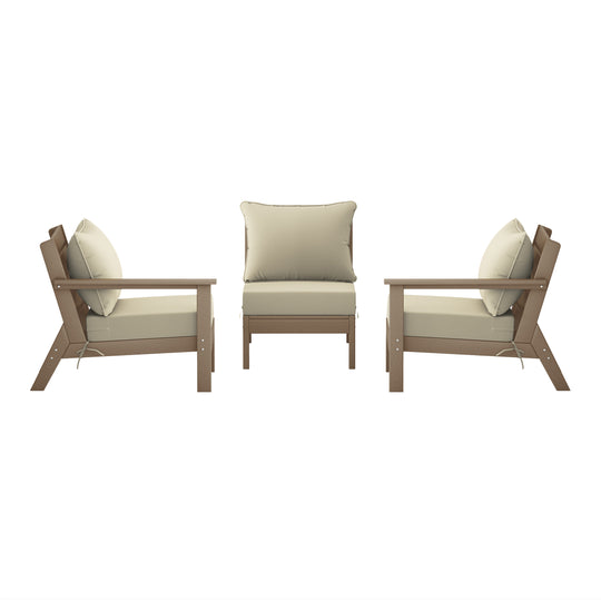 Avalon Outdoor Patio HDPE Sectional Sofa with Patio Cushions
