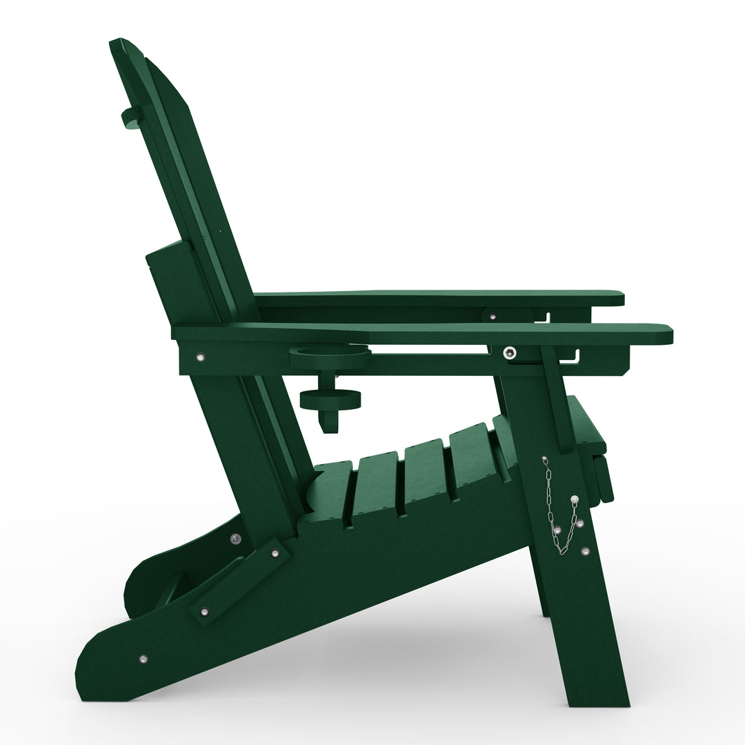 Malibu Folding Adjustable Adirondack Chair with Retractable Ottoman and Cup Holder (Set of 2)