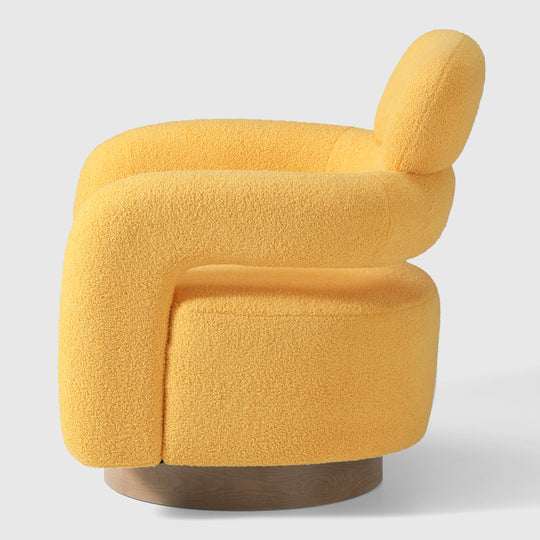 Alexandria Mid-Century Modern Sherpa Swivel Barrel Accent Chair With Storage Ottoman