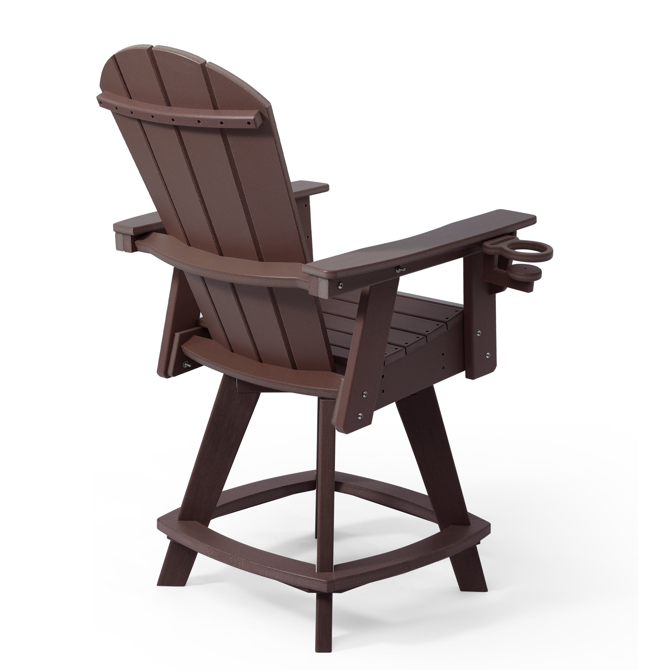 Malibu Outdoor HDPE Adirondack Swivel Counter Height Bar Chair With Cup Holder