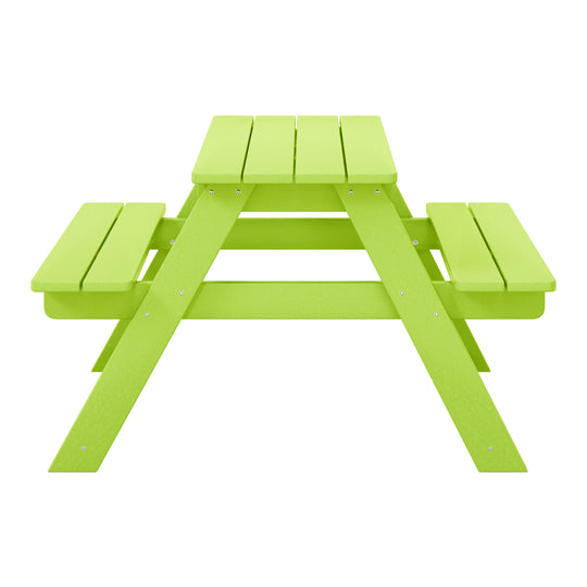 Malibu Outdoor Patio Kids HDPE Plastic Picnic Bench Table